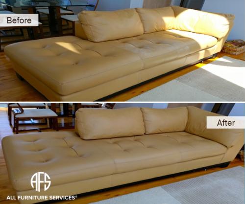 Aniline top grain waxed finished leatehr discoloration sweat urine liquid damage repair dyeing cleaning