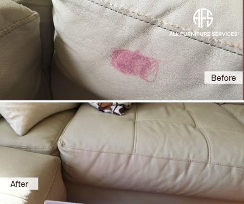Leather Vinyl Upholstery Cleaning lipstick marker ink stain removal color match dye paint