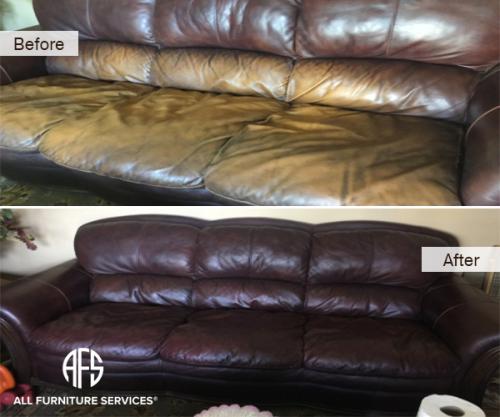 Leather restoration color repair matching dyeing worn upholstery leather vinyl improving cleaning conditioning fixing changing upholstery